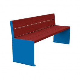 Banc de ville bleu et acajou KUB Procity
