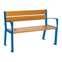 Banc bois et acier Silaos® 5 lames bleu Procity