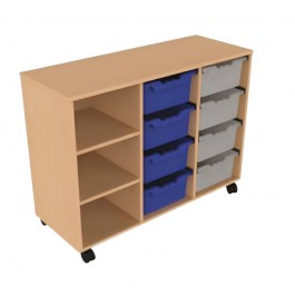Meuble de rangement école - 3 cases et 8 bacs
