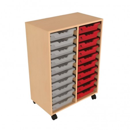 Meuble pour école sur roulettes - 20 bacs