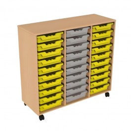 Meuble sur roulettes avec 30 bacs polypropylène
