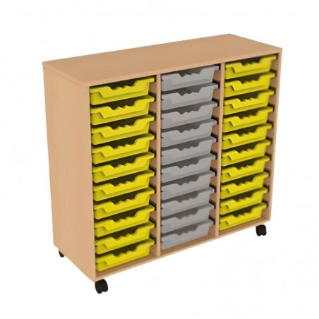 Meuble sur roulettes avec 30 bacs polypropylène