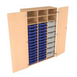 Armoire scolaire avec portes et bacs en plastique