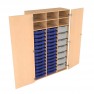 Armoire scolaire avec portes et bacs en plastique