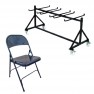 Lot - Chaises en métal EUROP Grey Edition® + 1 chariot