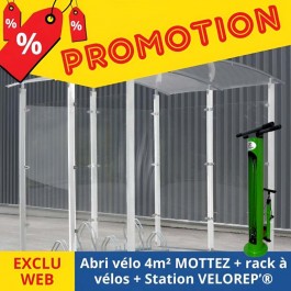 Abri vélo mottez + rack velos mottez + borne reparation velorep'®