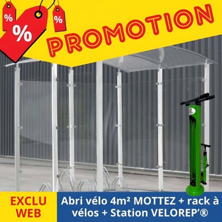 Abri vélo mottez + rack velos mottez + borne reparation velorep'®