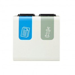Poubelle de tri sélectif 2x8L papier et autres déchets vue de face ROSSIGNOL
