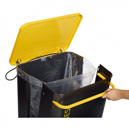 Poubelle de tri sélectif mobile 110L corps blanc et couvercle gris pour autres déchets marque ROSSIGNOL