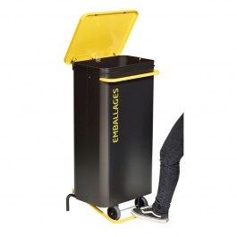 Poubelle de tri mobile 110L à large pédale et couvercle à fermeture silencieuse marque ROSSIGNOL