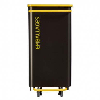 Poubelle de tri sélectif mobile 110L corps blanc et couvercle gris pour autres déchets marque ROSSIGNOL