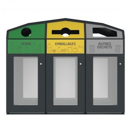 Poubelle tri sélectif 3 bacs avec portes transparents Vigipirate  marque Rossignol