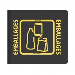 poubelle urbaine tri sélectif 110 L pour tri des emballages sérigraphie jaune sur le chapeau marque Rossignol