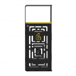 Poubelle urbaine tri sélectif 110 L pour emballages avec façade ajourée et sérigraphie jaune marque Rossignol vue de côté