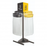 Kit 4 supports de sacs ronds sans couvercles avec 2 supports jaunes pour les emballages et 2 gris pour des autres déchets