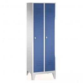 armoire vestiaire industrie propre avec corps gris et 2 portes bleues