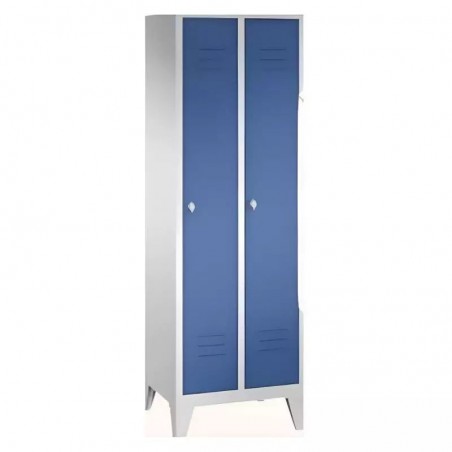 armoire vestiaire industrie propre avec corps gris et 2 portes bleues