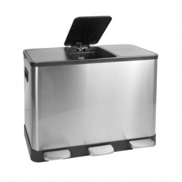 poubelle de tri intérieur à pédales avec 3 bacs de 15 litres à ouverture indépendante