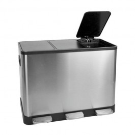 poubelle de tri bureau à pédale en inox 3 flux à ouvertures distinctes