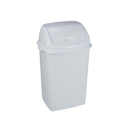 Poubelle à couvercle basculant 50 litres avec corps et couvercle blanc pour le tri sélectif