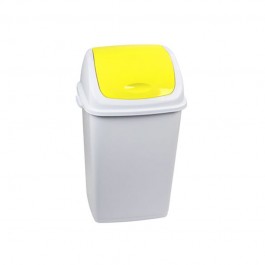 Poubelle à trappe basculante 50 litres avec corps et couvercle jaune pour le tri sélectif