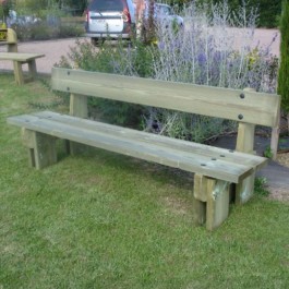 Banc pour jardin public en bois avec dossier et assise 2 lames