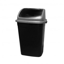 Poubelle à couvercle basculant en polypropylène 100% recyclé noire et grise