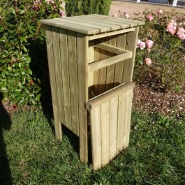 Poubelle Bois extérieure de 100L vue de l'intérieur