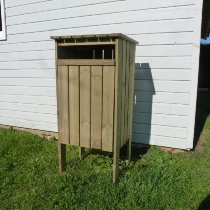 Poubelle Bois extérieure de 100L avec ouverture en façade