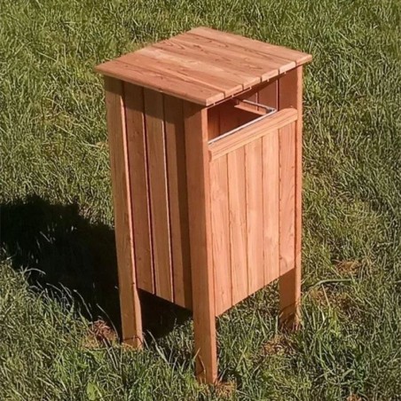 Poubelle pour parc public en bois Douglas 100L
