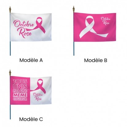 Drapeau sur hampe pour octobre rose