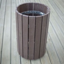 Poubelle ronde pour extérieur en plastique recyclée avec porte sac