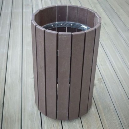 Poubelle ronde pour extérieur en plastique recyclée