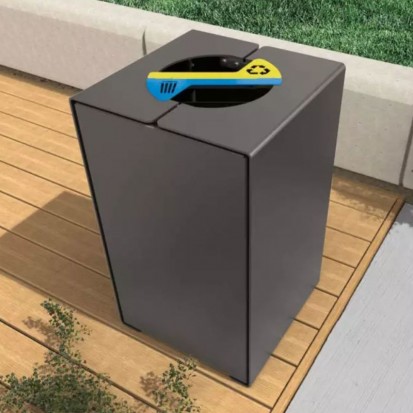 poubelle urbaine de tri sélectif 2 bacs de 60 litres en acier