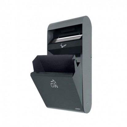 Cendrier mural avec poubelle pour extérieur en acier galvanisé couleur anthracite