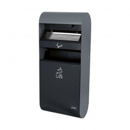 Cendrier mural avec poubelle pour extérieur en acier galvanisé couleur anthracite