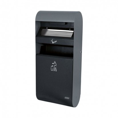 Cendrier mural avec poubelle pour extérieur en acier galvanisé couleur anthracite