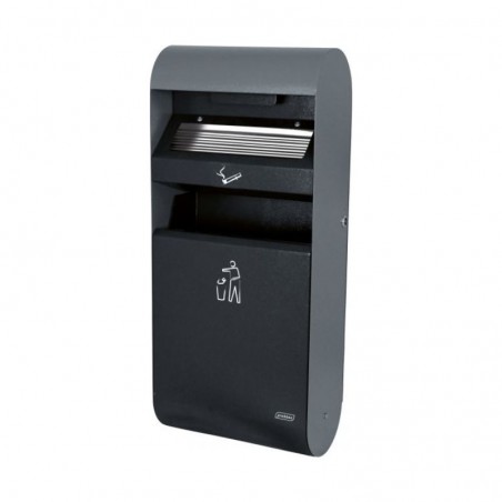 Cendrier mural avec poubelle pour extérieur en acier galvanisé couleur anthracite