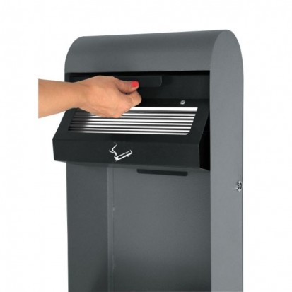 Cendrier mural avec poubelle pour extérieur en acier galvanisé couleur anthracite