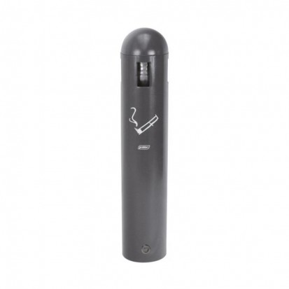 Cendrier mural tubulaire  de 1,8 litres en acier galvanisé avec revêtement époxy gris anthracite