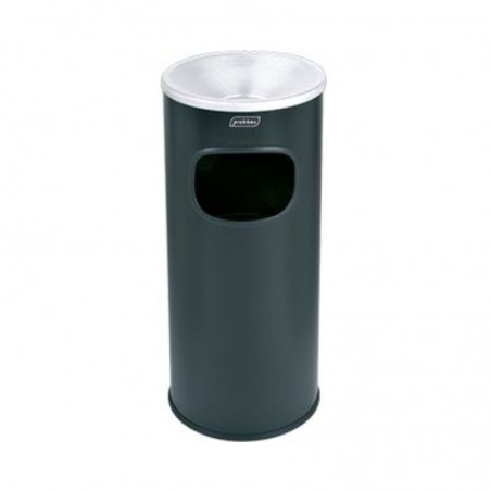 Borne cendrier de 30 litres en acier galvanisé peinte en noir