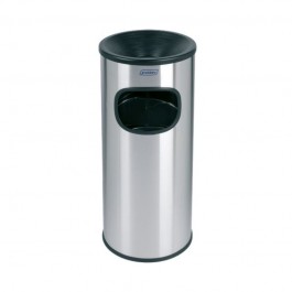 Borne cendrier inox brossé avec coupelle cendrier noir