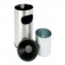 Borne cendrier inox brossé avec coupelle cendrier noir