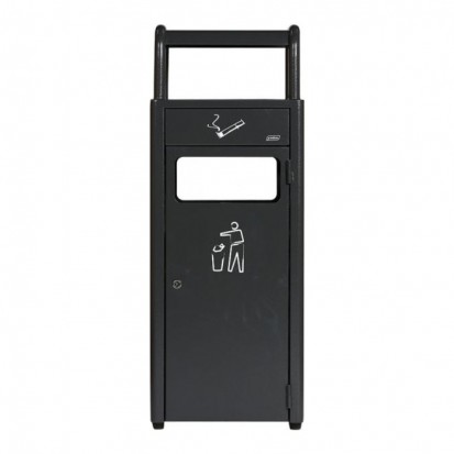 Poubelle cendrier extérieur 43L en acier galvanisé anthracite