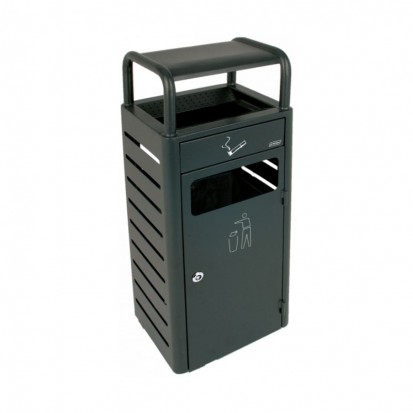 Poubelle cendrier extérieur 43L en acier galvanisé anthracite