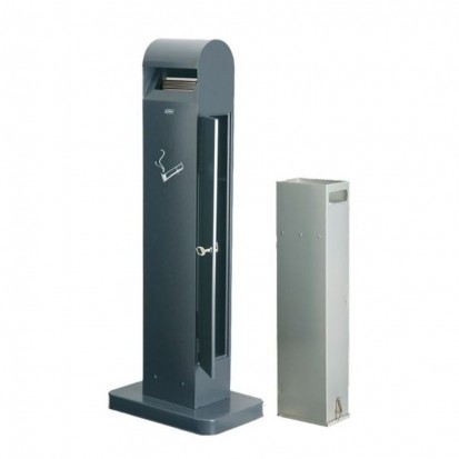 cendrier extérieur sur pied en acier galvanisé gris anthracite