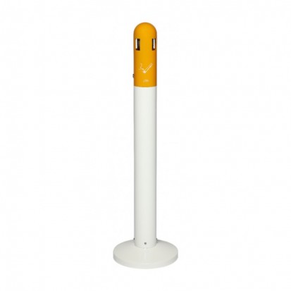 Cendrier extérieur sur pied orange et blanc