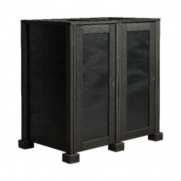 Conteneur poubelle tri sélectif 2 flux en matériau recyclé pour extérieur