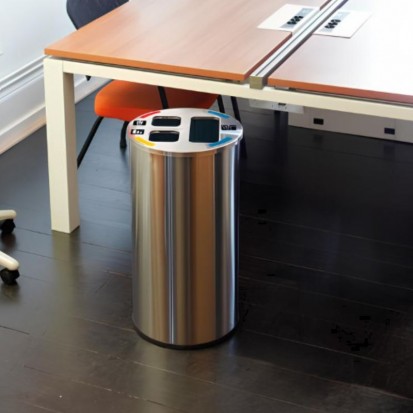 poubelle de tri intérieur 3 flux en inox avec entrées calibrées