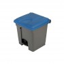 Poubelle à pédale 30l pour tri sélectif base grise et couvercle bleu